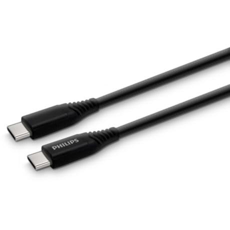 Philips USB-C zu USB-C Kabel 2m - 18W Schnellladefunktion - Geflochtenes USB C Kabel - Flexibles und Robust Kabel zum Laden und Synchronisieren - Kompatibel mit Smartphone Tablet Laptop von Philips