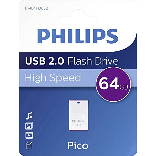 Philips Pico Edition High Speed 2.0 USB-Flash-Laufwerk USB-Stick 64 GB Ultra Small für PC, Laptop, Computer, Smart TV, Car Audio and More Lesegeschwindigkeit bis zu 25 MB/s Philips Pico Edition High Speed 2.0 USB-Flash-Laufwerk USB-Stick 64 GB Ultra Small für PC, Laptop, Computer, Smart TV, Car Audio and More Lesegeschwindigkeit bis zu 25 MB/s von Philips