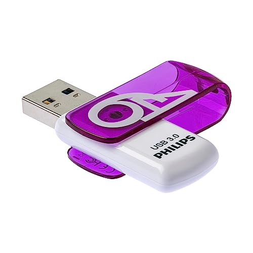 Philips Vivid 3.0 USB Stick 64GB – High Speed Design Speicherstick 64 GB – Lesen: 120MB/s, Schreiben: 20MB/s, FM64FD00B/00, violett von Philips