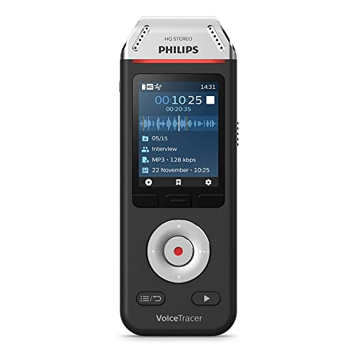 Philips VoiceTracer DVT2110 digitales Diktiergerät Audiorecorder Aufnahmegerät für Notizen 2 High-Fidelity, Mikrofone, 8GB von Philips