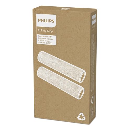 Philips Wischtuchwalze für Homerun Saug-Wisch-Roboter (2X), patentierte Wischtuchwalzen-Technologie für effektive Fleckenentfernung. Für alle Bodenarten, kompatibel mit Serie 9000 (XV1491/10) von Philips