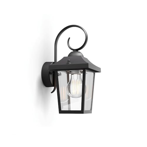 Philips myGarden Außenwandleuchte Buzzard, 1x E27 60W, IP44 Schutzart, Leuchtmittel separat erhältlich, schwarz, 17.50 x 13.00 x 29.00 cm von Philips Lighting