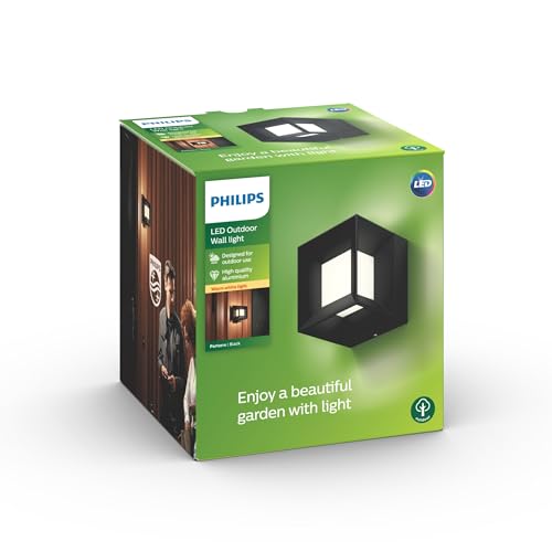 Philips Parterre Wandleuchten für den Außenbereich, 7,5 W, 2700 K, warmweiß, wasserfest, schwarz, IP44 wetterfest Philips Parterre Wandleuchten für den Außenbereich, 7,5 W, 2700 K, warmweiß, wasserfest, schwarz, IP44 wetterfest von Philips Lighting
