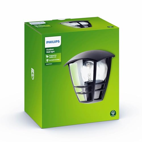 Philips Creek Outdoor Wandleuchte (60 W), wetterfeste Außenleuchte, E27 Leuchte ohne Leuchtmittel, schwarz Philips Creek Outdoor Wandleuchte (60 W), wetterfeste Außenleuchte, E27 Leuchte ohne Leuchtmittel, schwarz von Philips Lighting
