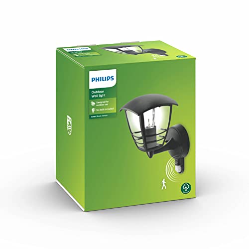 Philips myGarden Creek Außenwandleuchte mit Bewegungsmelder, LED E27 Lampe, 60W, Schwarz, 28.5 cm von Philips Lighting