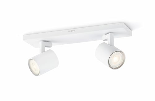 Philips Runner Decken-/Wandleuchte mit 2 Spots, einfache ClickFix-Installation, ohne Leuchtmittel (GU10), 2700 K, warmweißes Licht, weiß, IP20, blendfrei Philips Runner Decken-/Wandleuchte mit 2 Spots, einfache ClickFix-Installation, ohne Leuchtmittel (GU10), 2700 K, warmweißes Licht, weiß, IP20, blendfrei von Philips Lighting