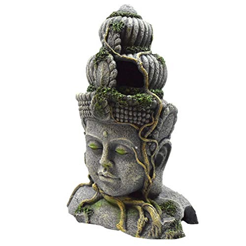 Aquarium-Dekorationen, Buddha-Statue, tragbar, Aquarium-Versteck, Dekoration, Landschaftsbau, Unterschlupf, Höhle, 28,50 x 19,50 x 14,00 cm von Philoch