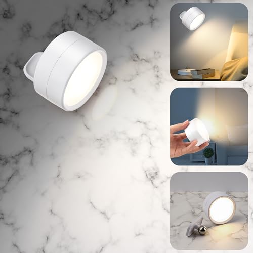 PhilzOps LED Wandleuchte Innen, Wandlampe Akku USB Leselampen Dimmbar 3 Farbmodi mit Timer Fernbedienung Kabellose Wandlicht 360° Drehbare Touch Control Lampe für Wohnzimmer Schlafzimmer Treppe Flur von PhilzOps