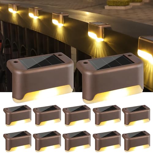 PhilzOps Solarlampen für Außen Garten, 12 Stück Solarleuchten Warmweiß Solar Lampe Dekoration Wasserdichte Solar Gartenlampen für Terrasse Garten Outdoor Stufen Treppen Rasen Zäune Beleuchtung von PhilzOps