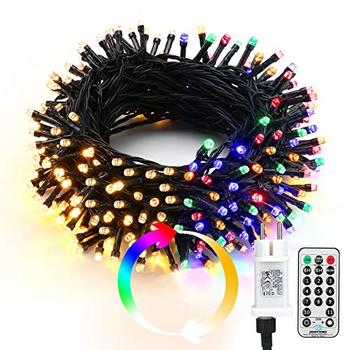 PhilzOps Weihnachten Lichterkette Warmweiß + Bunt, 20M 200 LED Lichterkette Außen mit Timer 11 Modi Dimmbar Weihnachtslichter für Innen Zimmer Baum Party Garten Hochzeit Halloween Deko, Grünes Kabel PhilzOps Weihnachten Lichterkette Warmweiß + Bunt, 20M 200 LED Lichterkette Außen mit Timer 11 Modi Dimmbar Weihnachtslichter für Innen Zimmer Baum Party Garten Hochzeit Halloween Deko, Grünes Kabel von PhilzOps