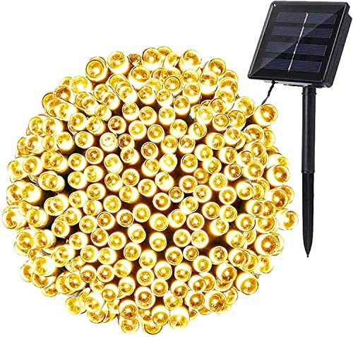 PhilzOps Weihnachtsbaum Lichterkette Außen, 22M 200 LED Solarlichterkette Outdoor Wasserdicht Warmweiß 8 Modi Lichter für Garten Party Balkon Terrasse Hochzeit Tor Hof Bäume Yard Haus Deko von PhilzOps