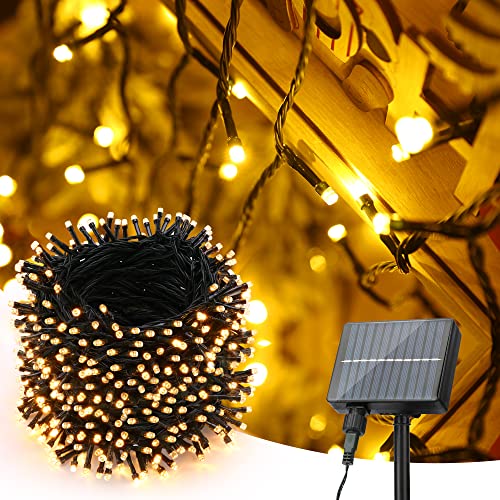 PhilzOps Weihnachtsbaum Lichterkette Außen, 52M 500 LED Solarlichterkette Outdoor Wasserdicht Warmweiß 8 Modi Lichter für Garten Party Balkon Terrasse Hochzeit Tor Hof Bäume Yard Haus Deko von PhilzOps