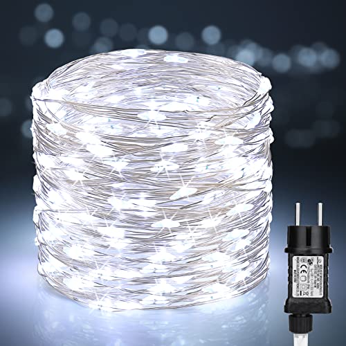 PhilzOps Weihnachtsdeko Lichterkette Innen, 20M 200 LED Kupferdraht Weihnachten Lichterketten mit Stecker Wasserdicht 8 Modi Silberdraht Außenlichterkette für Garten Hochzeit Baum Party Zimmer, Weiß PhilzOps Weihnachtsdeko Lichterkette Innen, 20M 200 LED Kupferdraht Weihnachten Lichterketten mit Stecker Wasserdicht 8 Modi Silberdraht Außenlichterkette für Garten Hochzeit Baum Party Zimmer, Weiß von PhilzOps