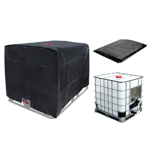 IBC Tank Abdeckung, Abdeckplane für Wassertank 1000L, IBC Container Cover, Abdeckplane Schutzhülle Schutzhaube Schutzplane Geeignet für IBC-Tank Behälter Container Regenwassertank (Schwarz) von Phlbao