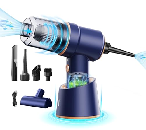 Phlbao Handstaubsauger Akku,3 in 1 Akku Staubsauger 6000Pa Akkustaubsauger mit Typ-C 4000mAh Batterien Tragbarer Mini Staubsauger für Auto, Haus, Haustierhaare (Blau) von Phlbao