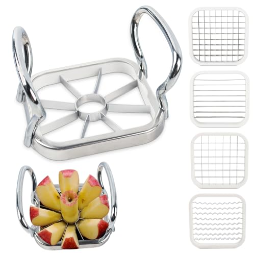 Edelstahl Obstschneider 5 in 1, Küchenapfelschneider, Pommes-Frites Schneider,Kartoffelschneider, Gemüseschneider Für Obst Und Gemüse Küchenhelfer von Phlognfy