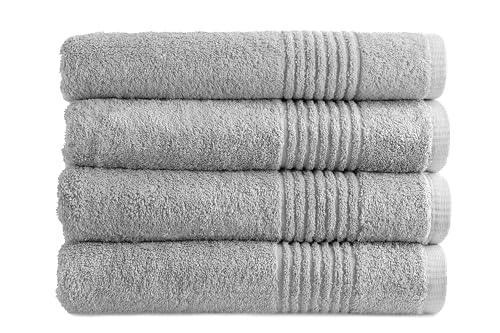 PHLOX Handtuch Set 70 x 140 cm – (4 Stück) 100% Baumwolle Badehandtücher – Oeko-Tex Made in Green Zertifiziert | 600 g/qm | Weiche & Saugfähige Badetücher Set – Premium Qualität - Hell Grau von PHLOX