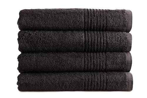 PHLOX Handtuch Set 70 x 140 cm – (4 Stück) 100% Baumwolle Badehandtücher – Oeko-Tex Made in Green Zertifiziert | 600 g/qm | Weiche & Saugfähige Badetücher Set – Premium Qualität - Schwarz von PHLOX