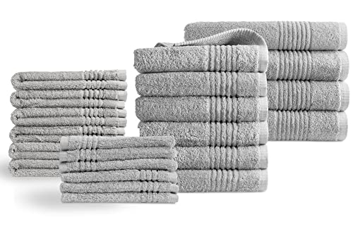 PHLOX Handtuch Set 22-teilig – 100% Baumwolle – Oeko-Tex Made in Green zertifiziert | 600 g/m² – Weiche & saugfähige Qualität – Inklusive 4x badetuch, 6x handtücher set, 6x Gästetüchern, 6x washcloths von PHLOX