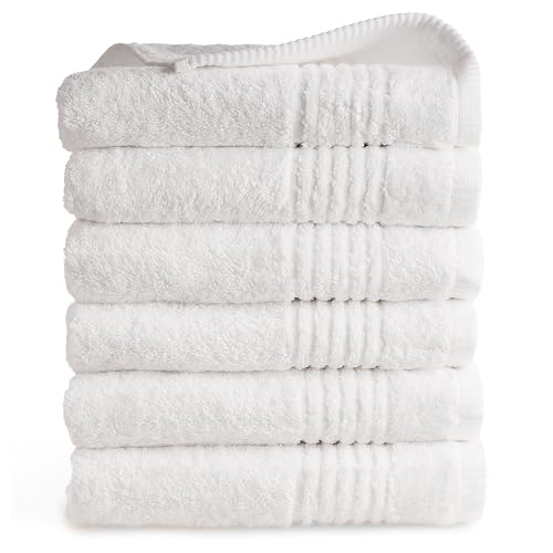 PHLOX Handtuch Set 50 x 100 cm – (6 Stück) 100% Baumwolle Badehandtücher – Oeko-Tex Made in Green Zertifiziert | 600 g/qm | Weiche & Saugfähige Badetücher Set – Premium Qualität - Weiß von PHLOX