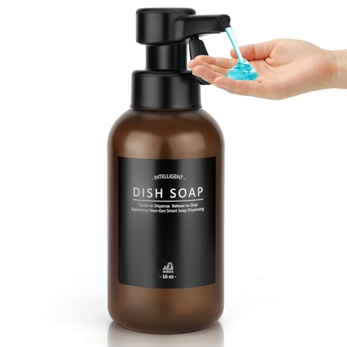 Phneems Halbautomatischer Touch-Seifenspender Elektrischer Seifenspender Mit Sensor 450ml Kunststoff SpüLmittelspender IPX6 Wasserdicht Geeignet FüR KüChe,Bad,Mit Vier Aufklebern Versehen Braun Gel von Phneems