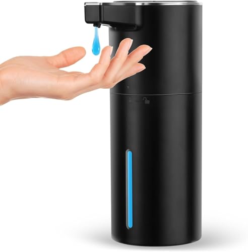 Seifenspender Automatisch Elektrischer 4-Stufen Verstellbar Wandmontage Seifenspender Sensor mit Sensor 400ml No Touch Seifenspender FüR Bad,KüChe,Büro Schwarz von Phneems