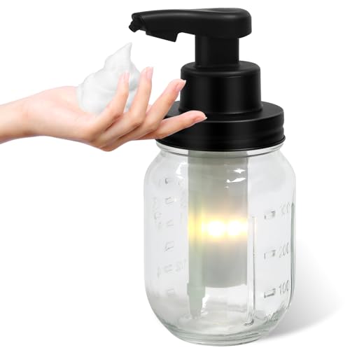 Seifenspender Automatisch Elektrischer Seifenspender Glas Schaumseifenspender No Touch Seifenspender Soap Dispenser Einmachglas Automatic Seifenspender Mit Sensor Schaum FüR Bad,KüChe Durchsichtig von Phneems