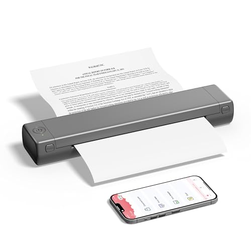 PhoFuta M08F Thermodrucker, Immer Dabei mit Bluetooth, EIN Mini Reisedrucker Mit Kopierpapier A4-Papier ohne Tinte, Kompatibel mit Telefon & PC von PhoFuta