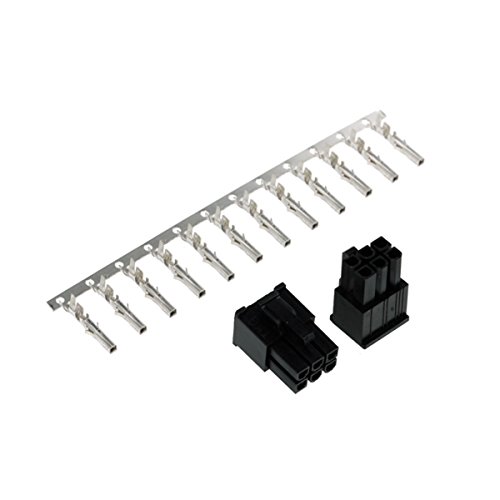 Phobya VGA Power Connector 6Pin Stecker (4-eckig) inkl. 6 Pins - 2 Stück Black Kabel Connector von Phobya