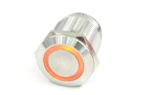 Phobya Vandalismus/Klingeltaster 19mm Edelstahl, orange Ring beleuchtet 6pin Wasserkühlung Überwachung von Phobya