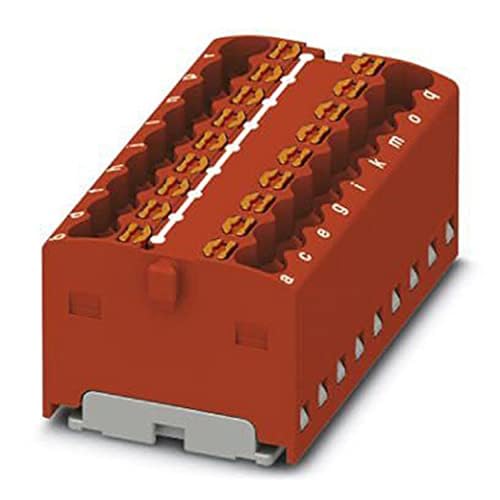 PHOENIX CONTACT PTFIX 18X1,5-G RD Verteilerblock, Intern Gebrückt, 450 V, 17,5 A, Anzahl der Anschlüsse 18, Querschnitt 0,14 mm²-2,5 mm², AWG 26-14, Breite 37,4 mm, Höhe 18,7 mm, Rot, 20 Stück von PHOENIX CONTACT