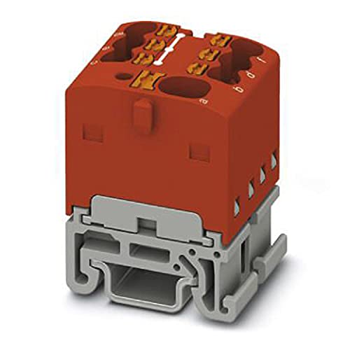 PHOENIX CONTACT PTFIX 4/6X1.5-NS15A RD Verteilerblock, 500V Nennspannung, 17.5A Nennstrom, Push-in-Anschluss, 7 Anzahl der Anschlüsse, 19mm Breite, Rot, 20 Stück von PHOENIX CONTACT