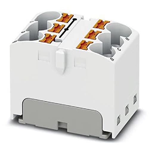 PHOENIX CONTACT PTFIX 6X4 WH Verteilerblock, Intern Gebrückt, 450 V, 32 A, Anzahl der Anschlüsse 6, Querschnitt 0,2 mm²-6 mm², AWG: 24-10, Breite 18,5 mm, Höhe 21,7 mm, Weiß, 10 Stück von PHOENIX CONTACT