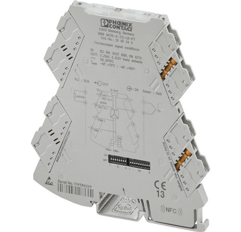 Phoenix Contact Sensor Phoenix Contact MINI MCR-2-TC-UI-PT Konfigurierbarer Temperaturmessumf, (MINI MCR-2-TC-UI-PT) von Phoenix Contact