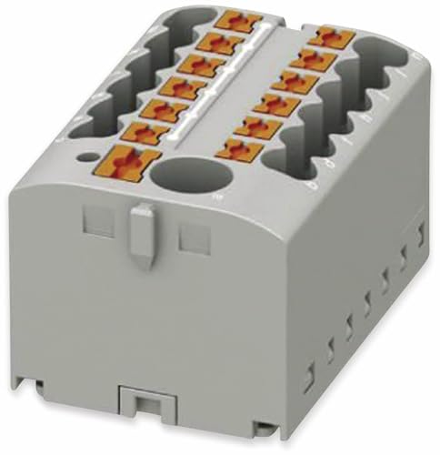 Phoenix Contact PTFIX 6/12X2,5 GY Verteilerblock, Grundklemme mit Einspeisung, 450 V, 24 A, Anzahl der Anschlüsse 13, Querschnitt 0,14 mm²-4 mm², AWG 26-12, Breite 41 mm, Höhe 21,7 mm, Grau, 8 Stück Phoenix Contact PTFIX 6/12X2,5 GY Verteilerblock, Grundklemme mit Einspeisung, 450 V, 24 A, Anzahl der Anschlüsse 13, Querschnitt 0,14 mm²-4 mm², AWG 26-12, Breite 41 mm, Höhe 21,7 mm, Grau, 8 Stück von PHOENIX CONTACT