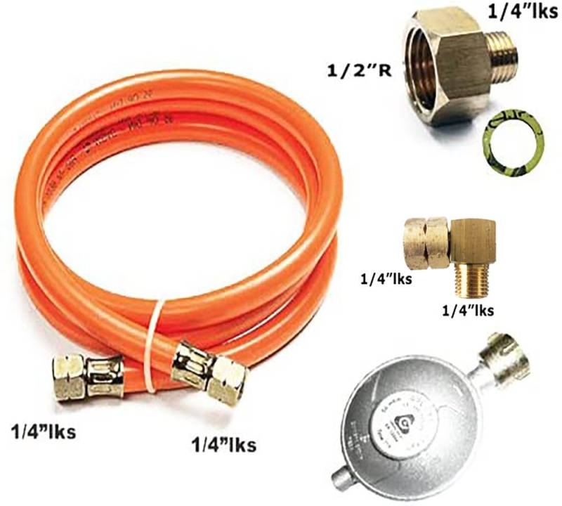 Phönix Germany Gasdruckregler 150/50/gs(a)/winkel, 50,00 mbar, Gasschlauch-Regler Set + Adapter + Winkel von Phönix Germany