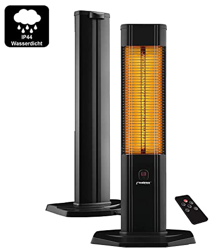 Phönix PCH-2000S Infrarot Carbon Standheizstrahler mit Fernbedienung | IP44 Wasserdicht | Heizstrahler Terassenheizung | Für Indoor & Outdoor | 2000 Watt | Abdeckhaube & Thermostat & 3 Stufen & Timer von Phönix Germany