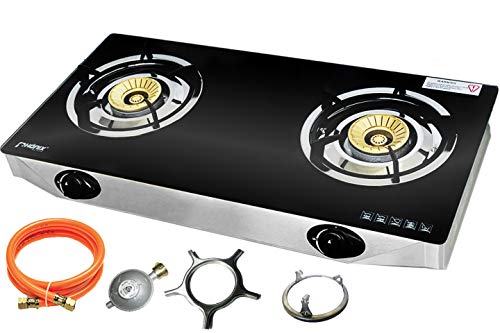 Phönix PS2 Gaskocher 2 flammig Propan 8 KW Glas Kochfeld Gasherd mit Zündsicherung inkl. Gasschlauch-Regler Set Phönix PS2 Gaskocher 2 flammig Propan 8 KW Glas Kochfeld Gasherd mit Zündsicherung inkl. Gasschlauch-Regler Set von Phönix Germany