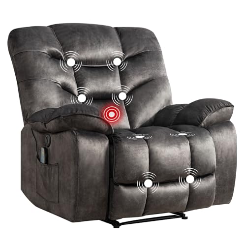 Phoenix Home Übergroßer Power-Liegestuhl für Erwachsene, 104,1 cm breit, elektrischer Liegestuhl mit Massage und Wärme, überfülltes Einzelsofa mit USB-Anschluss, für Wohnzimmer/Schlafzimmer/Büro von Phoenix Home