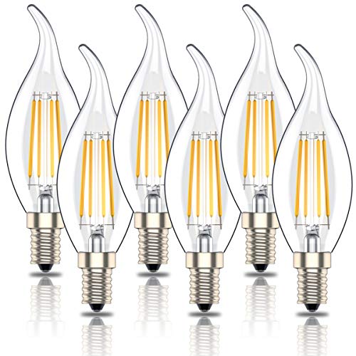 Phoenix-LED E14 Kerze, Glühbirne Retrofit Classic,Glühlampe E14 4W Ersetzt 40Watt, LED Lampe, Warmweiß(2700K),400lm,6er-Pack von Phoenix-LED