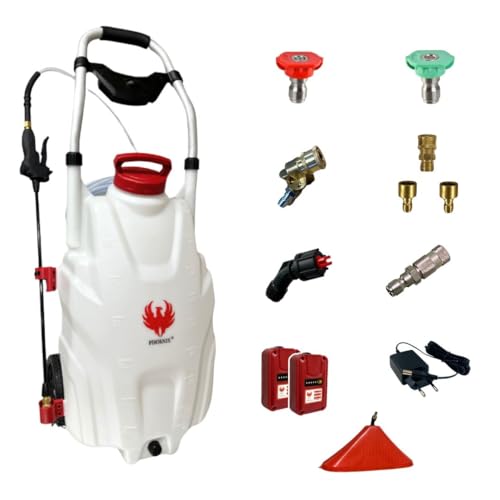 PHOENIX - Elektrisches Drucksprühgerät Zubehör-Set Pro Sprayer III 35 l – Elektrisches Dachsprühgerät mit großer Reichweite mit wiederaufladbarem Akku, Durchflussmenge 240 l/h, Schlauch 8 m – 2 Akkus von Phoenix