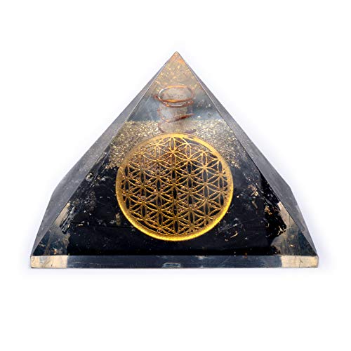 PHOENIX - Pyramiden Balance aus Kristall oder Edelstein (Schwarzer Turmalin mit Blume des Lebens) von Phoenix