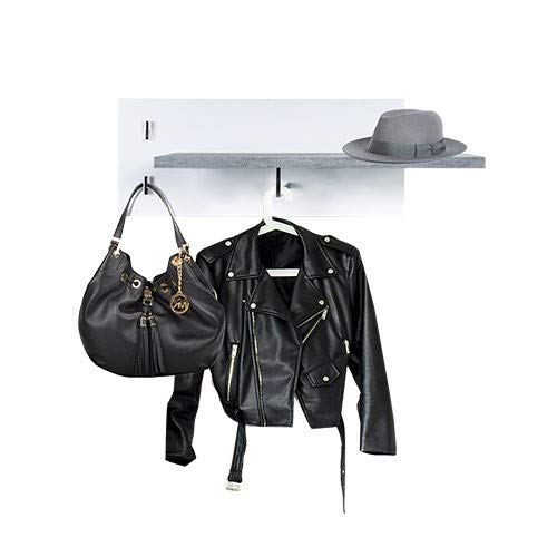 Phoenix Bruno Garderobe Wandgarderobe mit 1 Kleiderstange, 2 Haken und 1 Ablage, Holz, Beton, Weiss, 20 x 30 x 75 cm von Phoenix