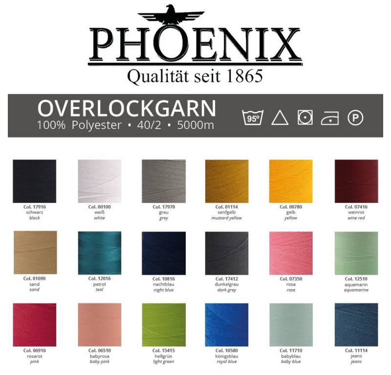 Phönix Phönix Overlockgarn 4x5000m Farbe 01690 sand Overlockgarn, (Packung), 4 x 5000m von Phönix