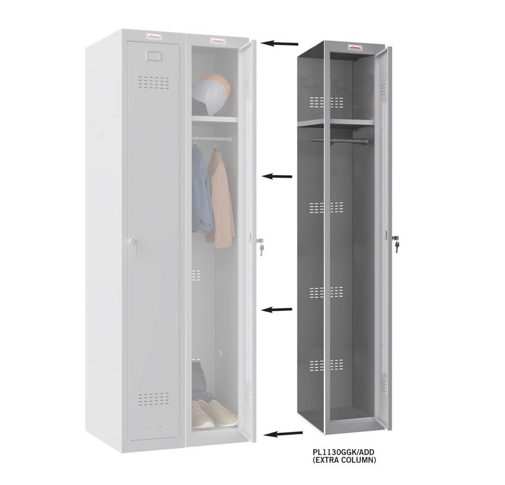 Phoenix Tresor Phoenix PL2160GGK Schließfach Locker Grau - 2 Säulen 2 Türen (1-St) von Phoenix