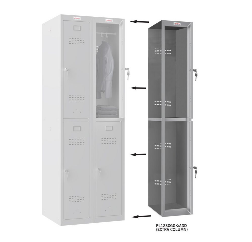 Phoenix Tresor Phoenix PL2260GGK Schließfach Locker Grau - 2 Säulen 4 Türen (1-St) von Phoenix