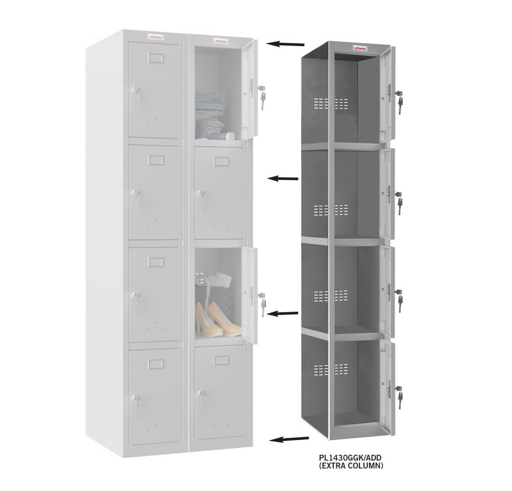 Phoenix Tresor Phoenix PL2460GGK Schließfach Locker Grau - 2 Säulen 8 Türen (1-St) von Phoenix