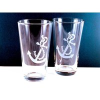 Handgeätzte Anker Pintgläser | 2Er Set von PhoenixFireStudios