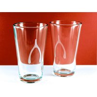 Handgeätztes Wishbone Bier Pint Glas - Sandgestrahltes Libby von PhoenixFireStudios