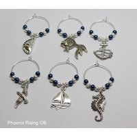 Seaside Weinglas Charms Sea Life Drink Marker, 6Er Set von PhoenixRisingGB